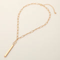 Matte Metal Bar Pendant Paperclip Chain Necklace