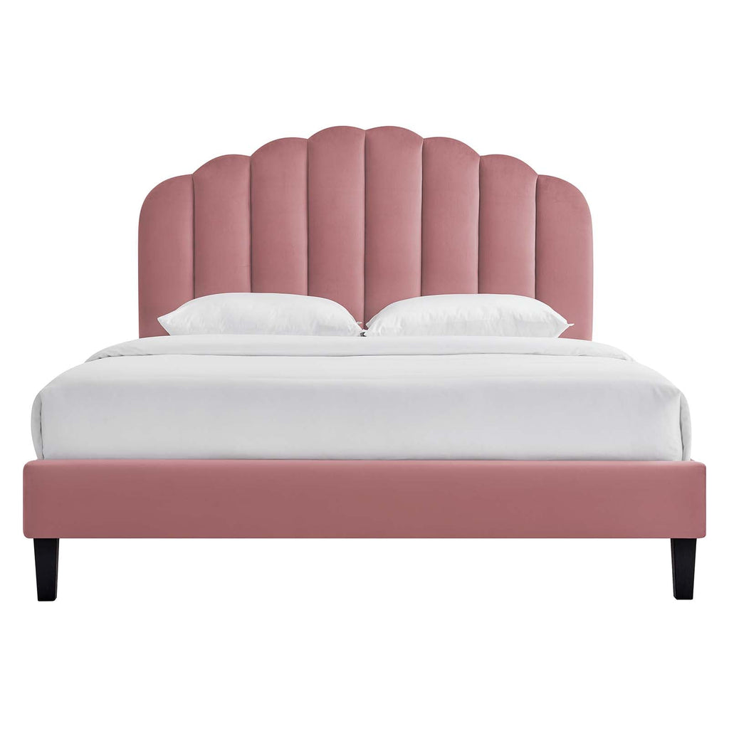 Daisy Performance Velvet Queen Platform Bed by Modway