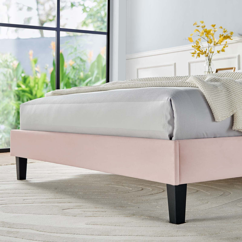 Daisy Tapered Wood Leg Performance Velvet Queen Platform Bed by Modway