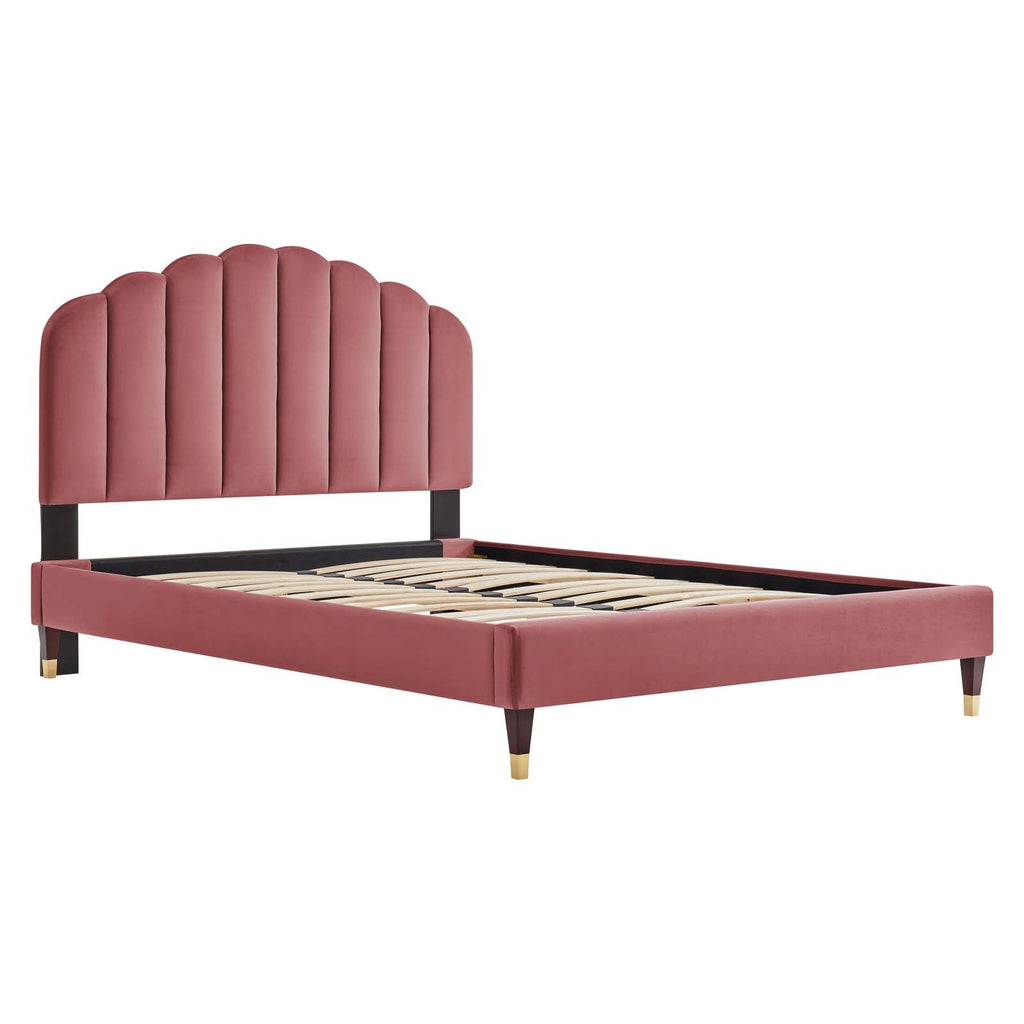 Daisy Performance Velvet Queen Platform Bed by Modway