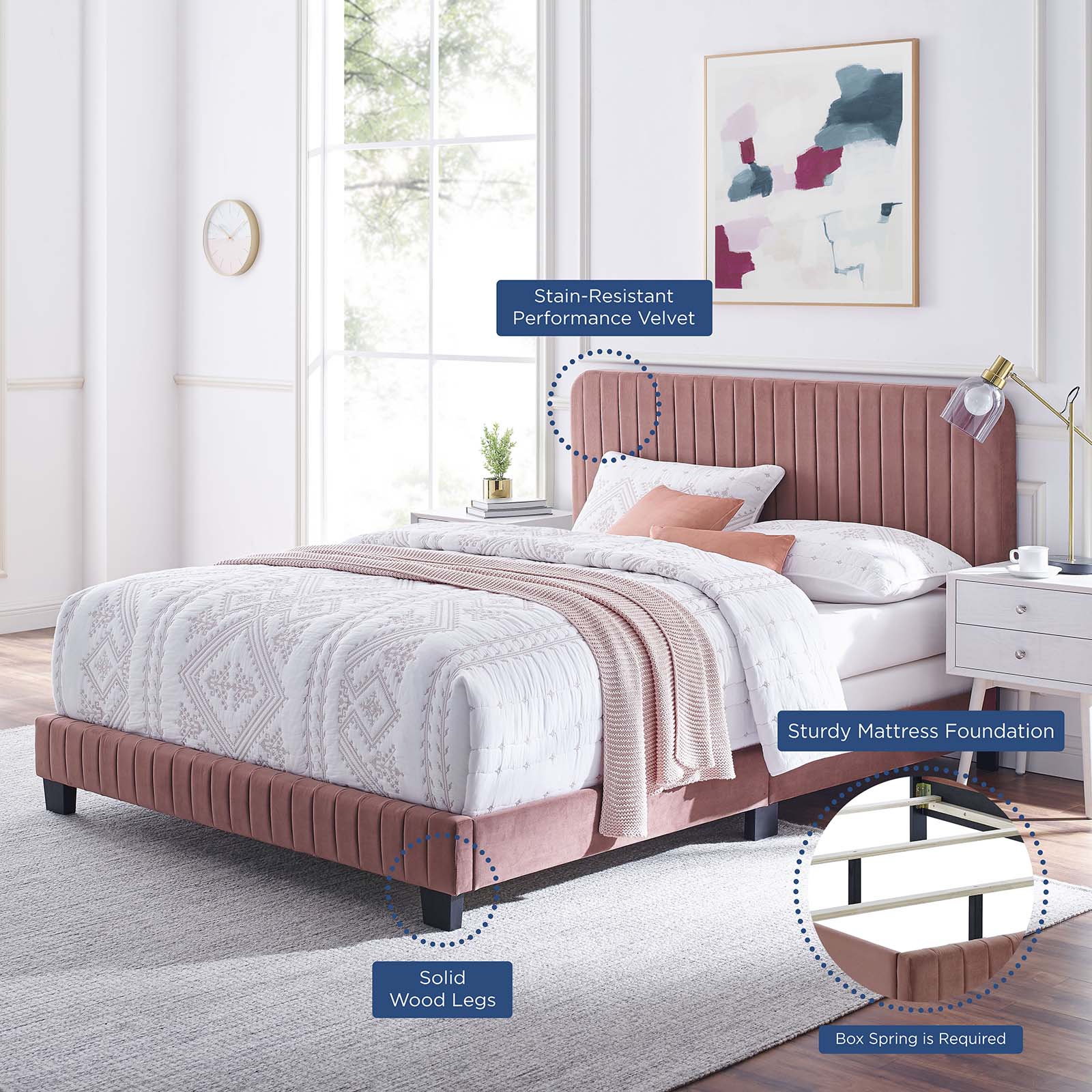 Celine Channel Tufted Performance Velvet King Bed by Modway