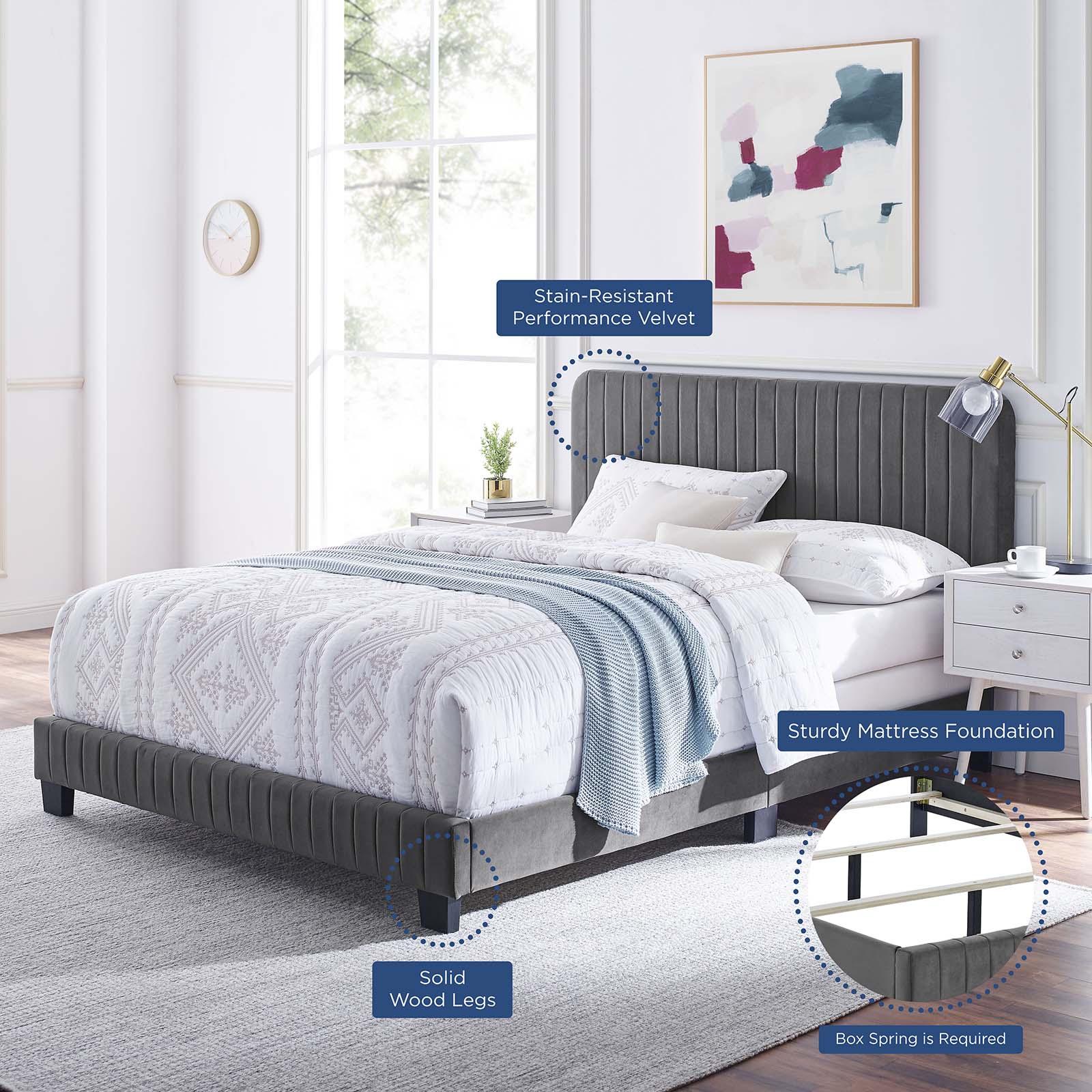 Celine Channel Tufted Performance Velvet King Bed by Modway
