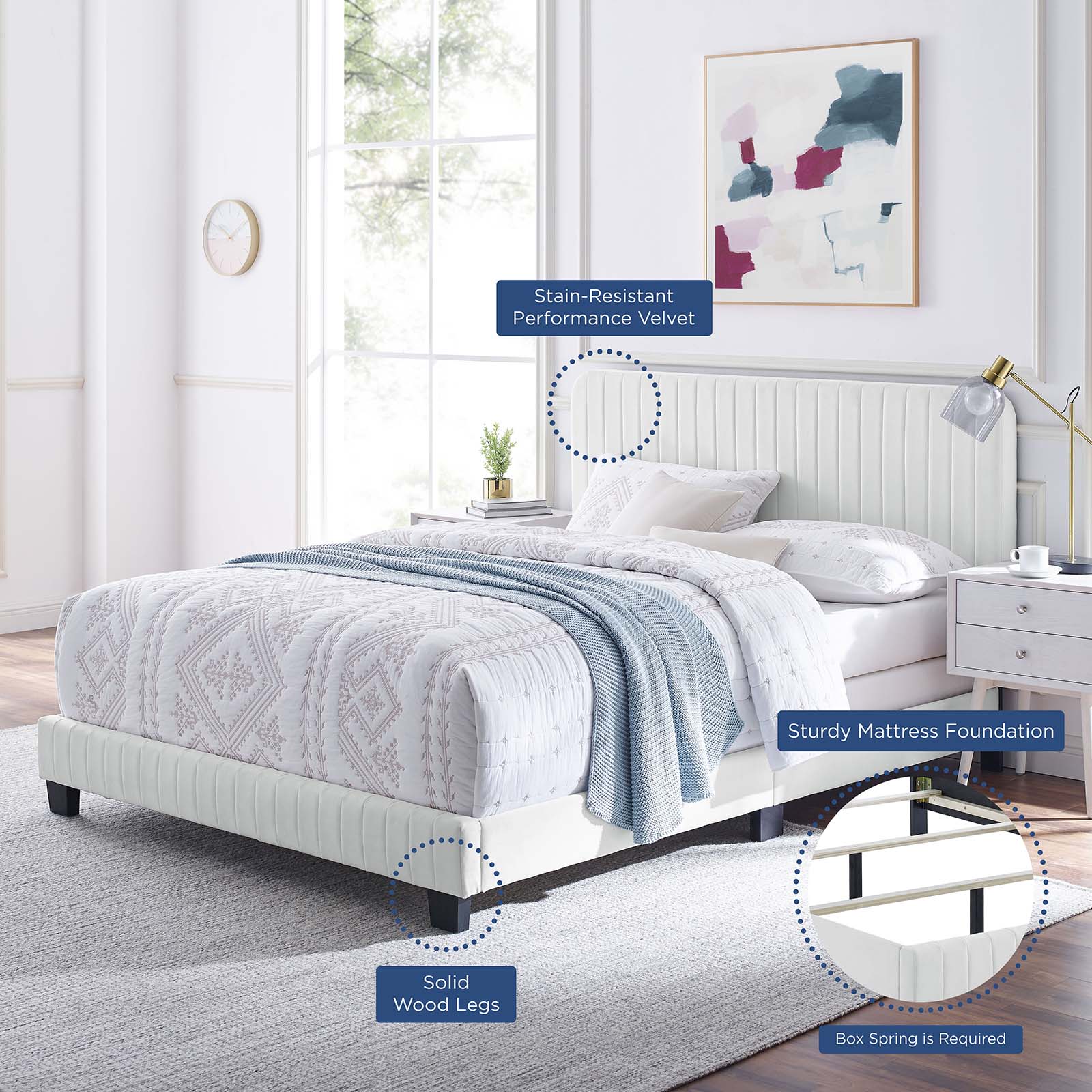Celine Channel Tufted Performance Velvet King Bed by Modway