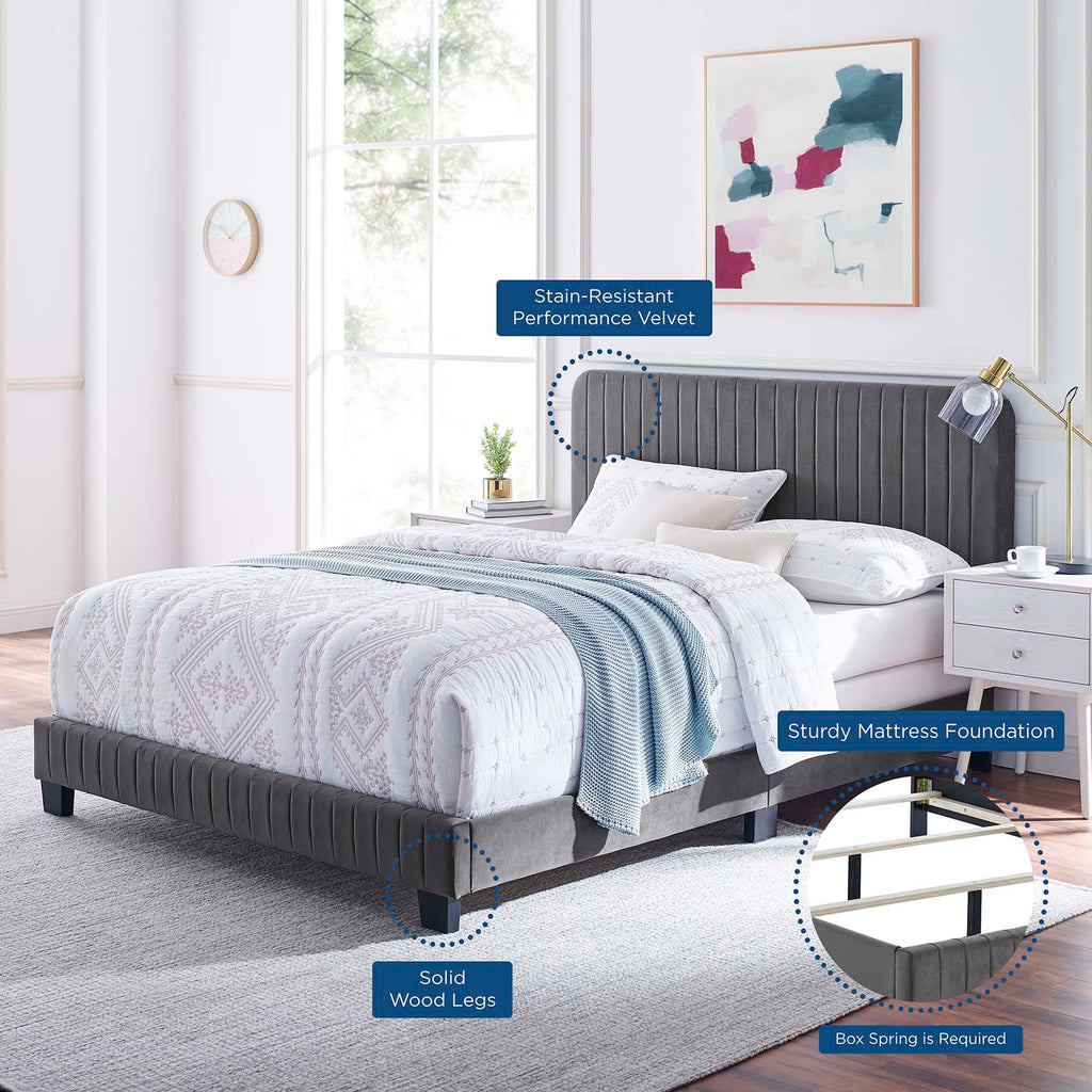 Celine Channel Tufted Performance Velvet Queen Bed by Modway