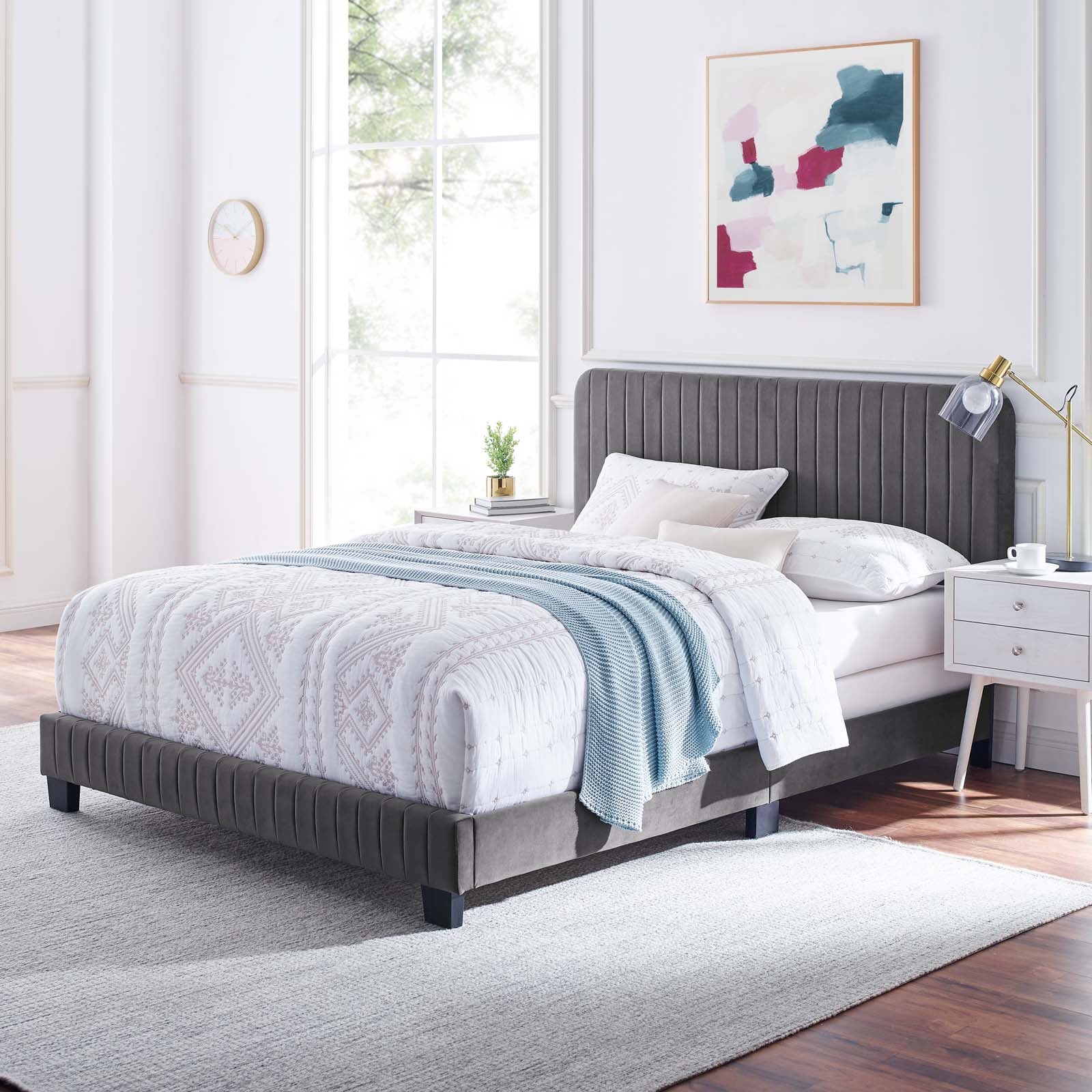Celine Channel Tufted Performance Velvet Queen Bed by Modway