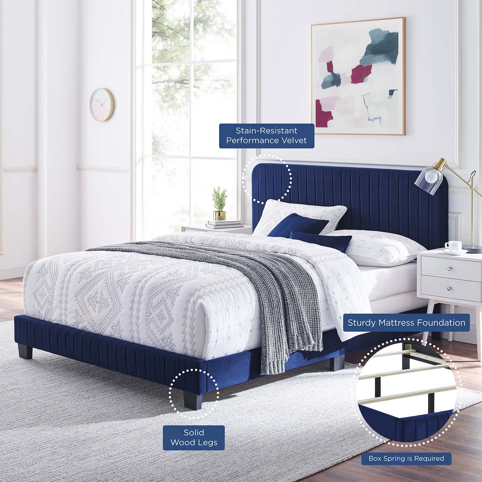 Celine Channel Tufted Performance Velvet Full Bed by Modway