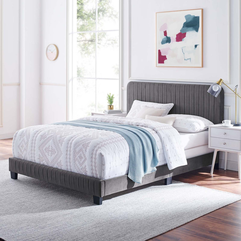 Celine Channel Tufted Performance Velvet Twin Bed by Modway