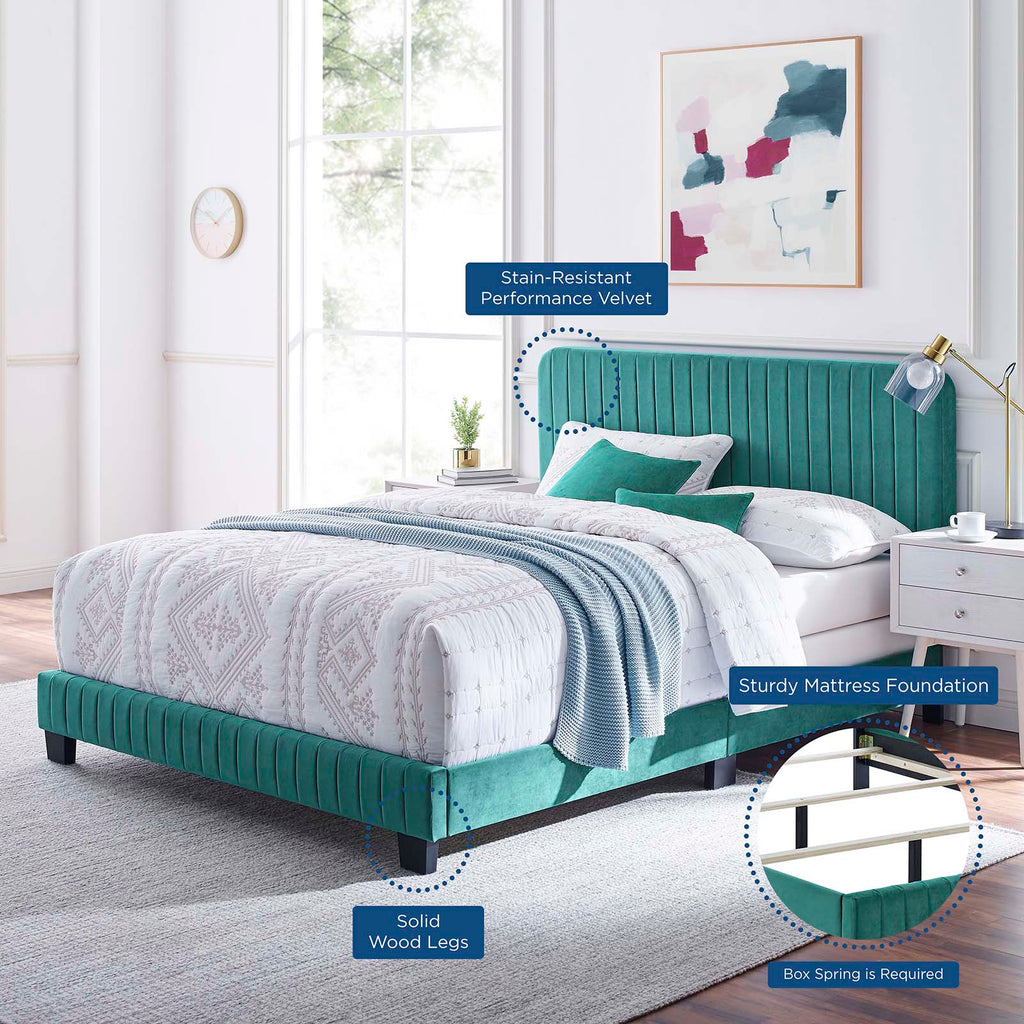 Celine Channel Tufted Performance Velvet Twin Bed by Modway