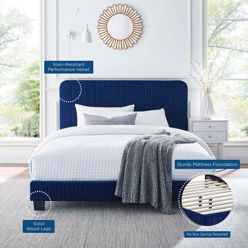 Celine Channel Tufted Performance Velvet King Platform Bed by Modway