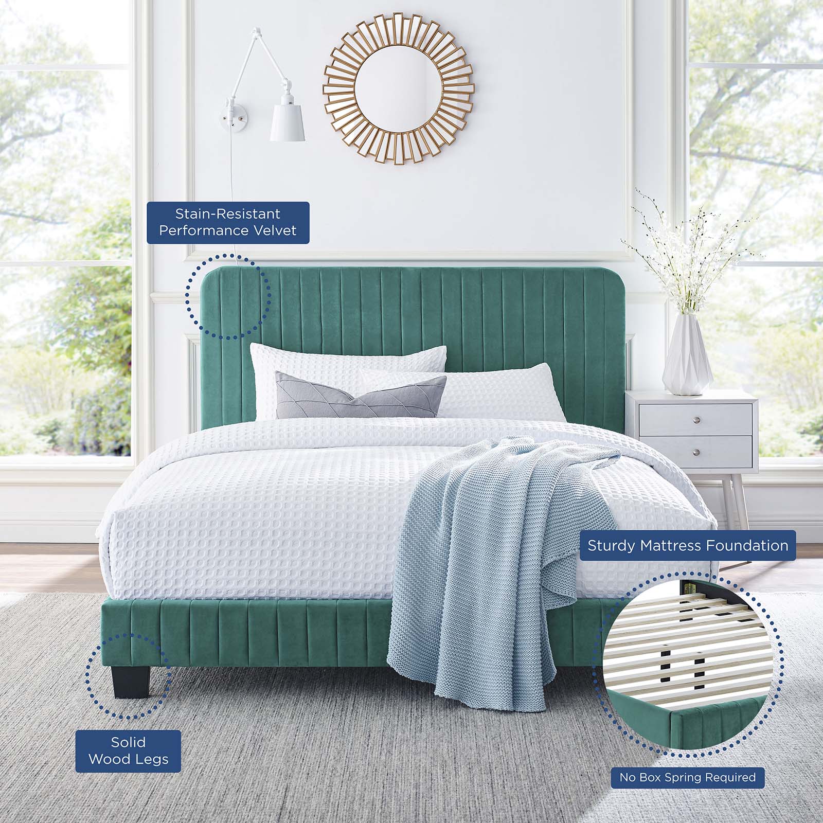 Celine Channel Tufted Performance Velvet Queen Platform Bed by Modway