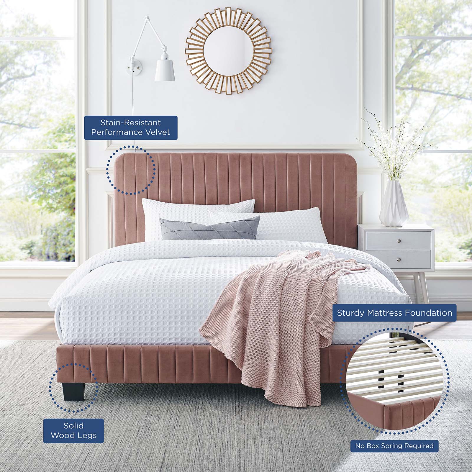 Celine Channel Tufted Performance Velvet Full Platform Bed by Modway