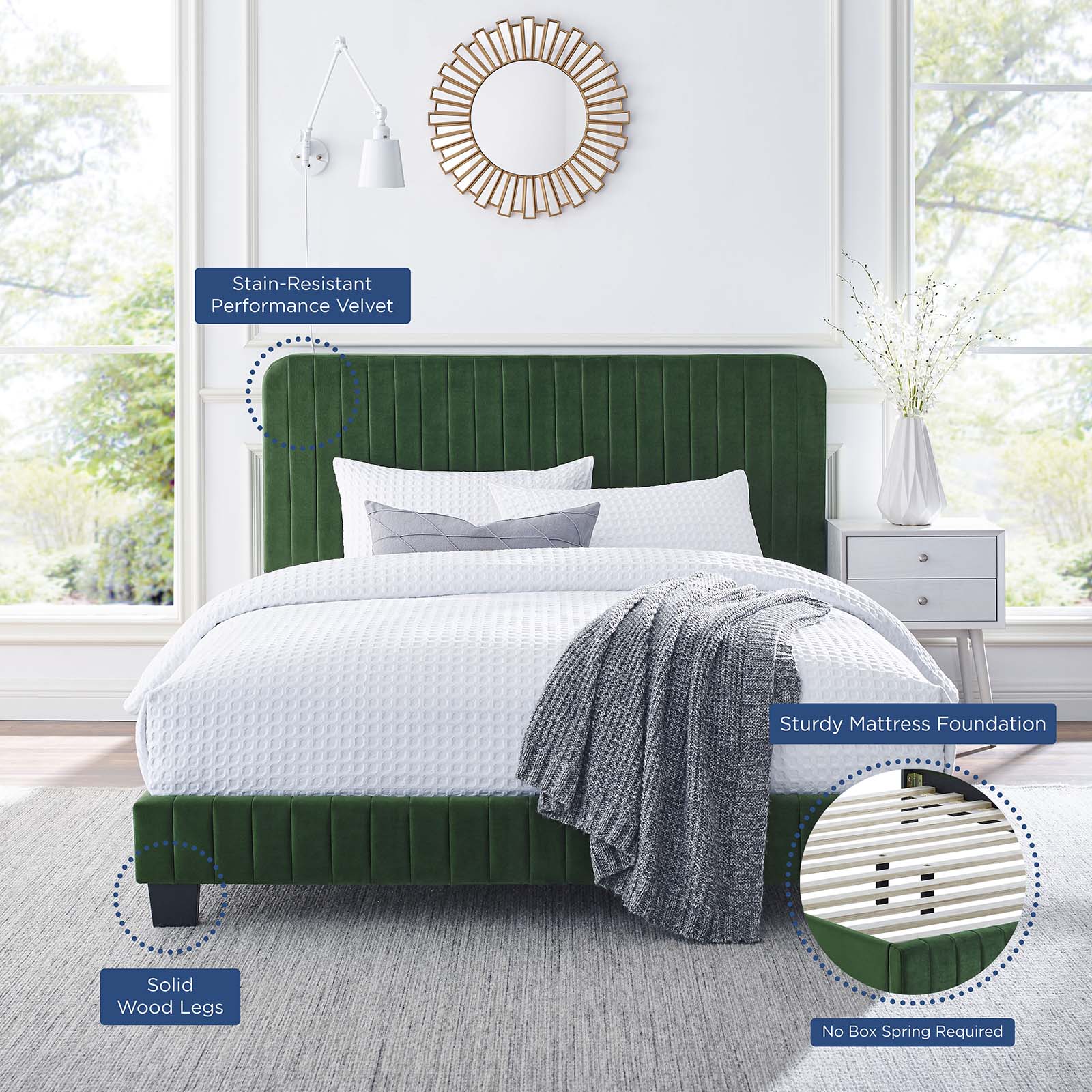 Celine Channel Tufted Performance Velvet Full Platform Bed by Modway
