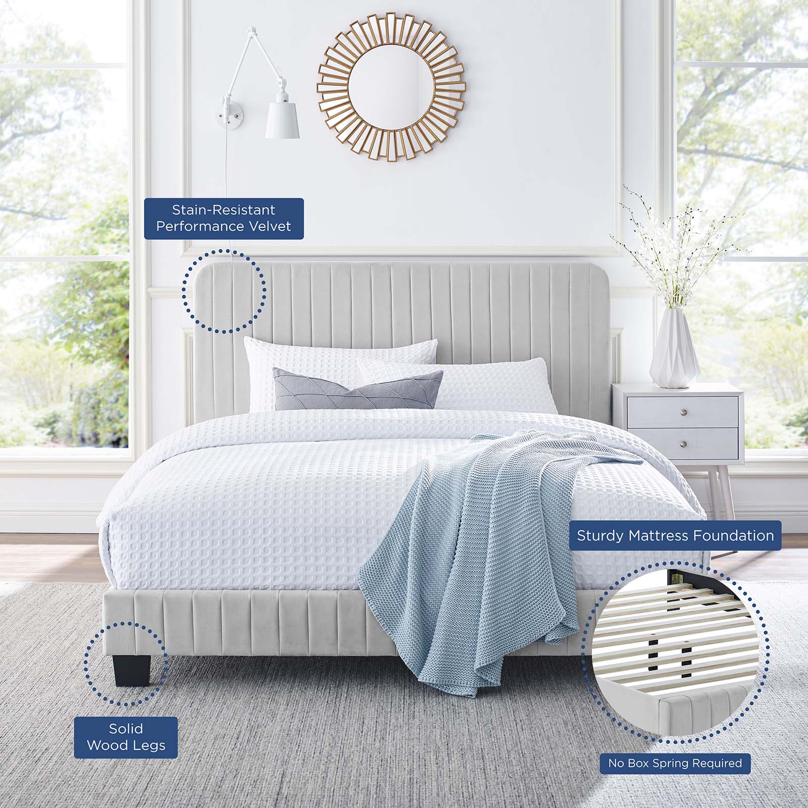Celine Channel Tufted Performance Velvet Full Platform Bed by Modway