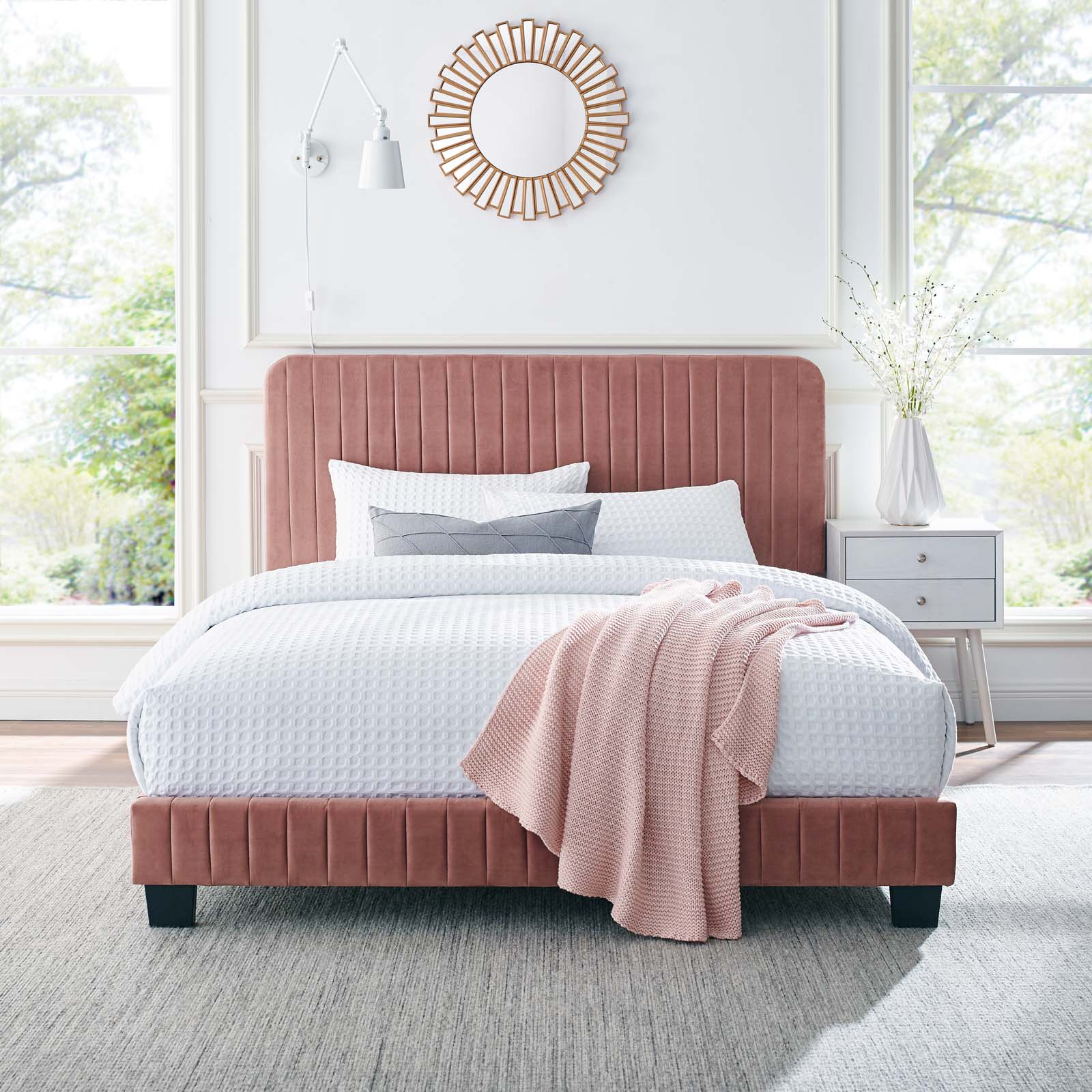 Celine Channel Tufted Performance Velvet Twin Platform Bed by Modway