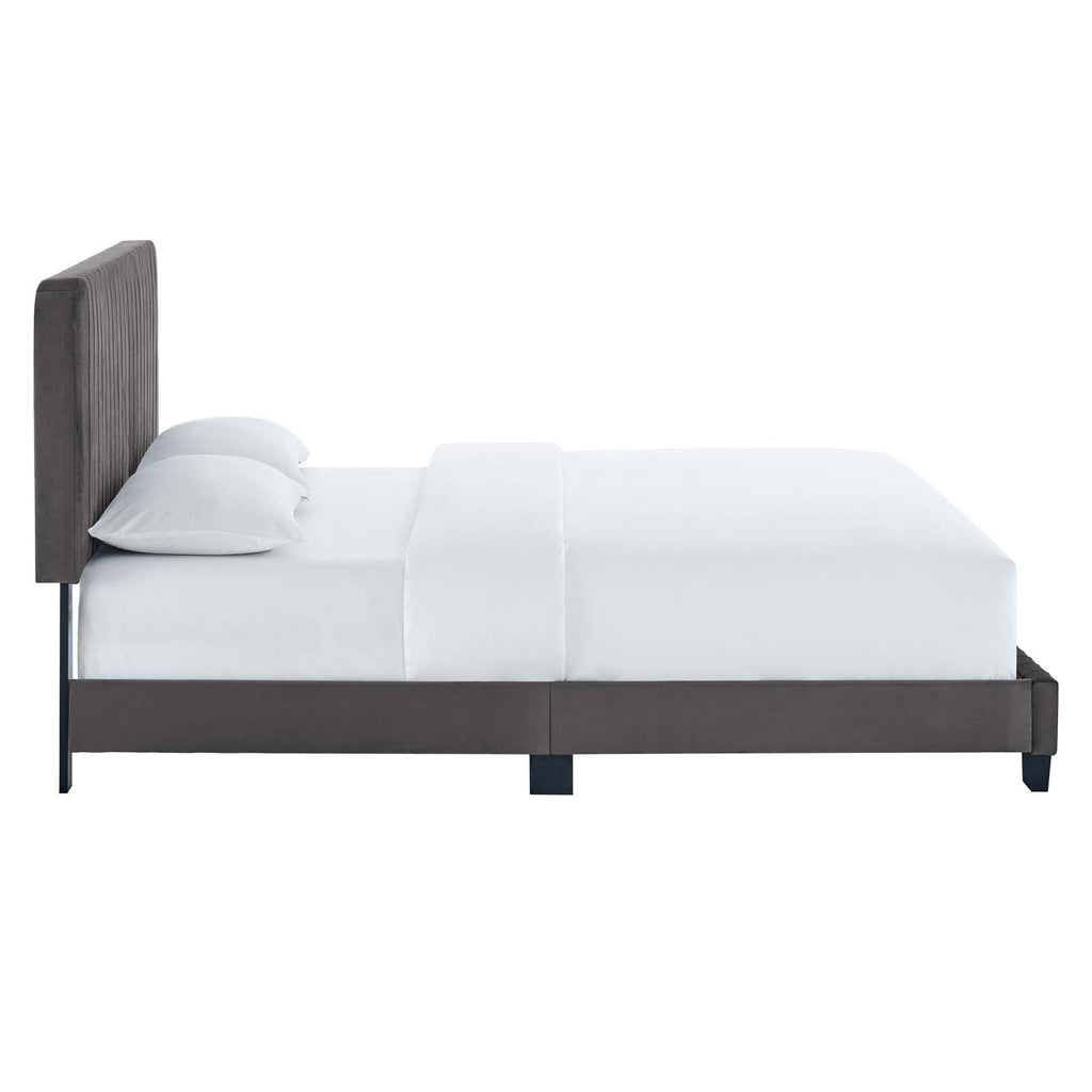 Celine Channel Tufted Performance Velvet Twin Platform Bed by Modway