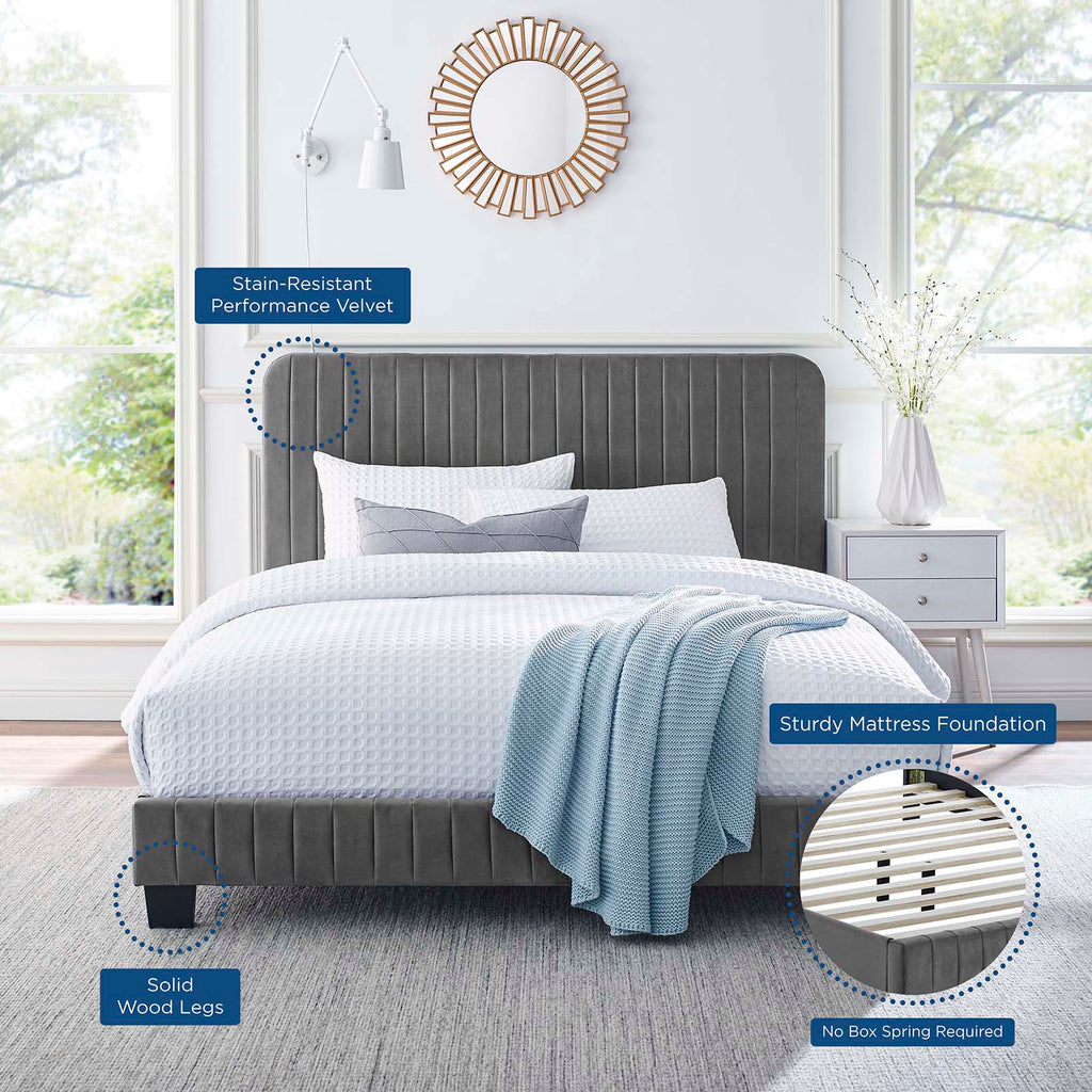Celine Channel Tufted Performance Velvet Twin Platform Bed by Modway