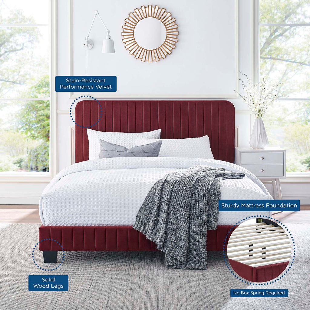 Celine Channel Tufted Performance Velvet Twin Platform Bed by Modway
