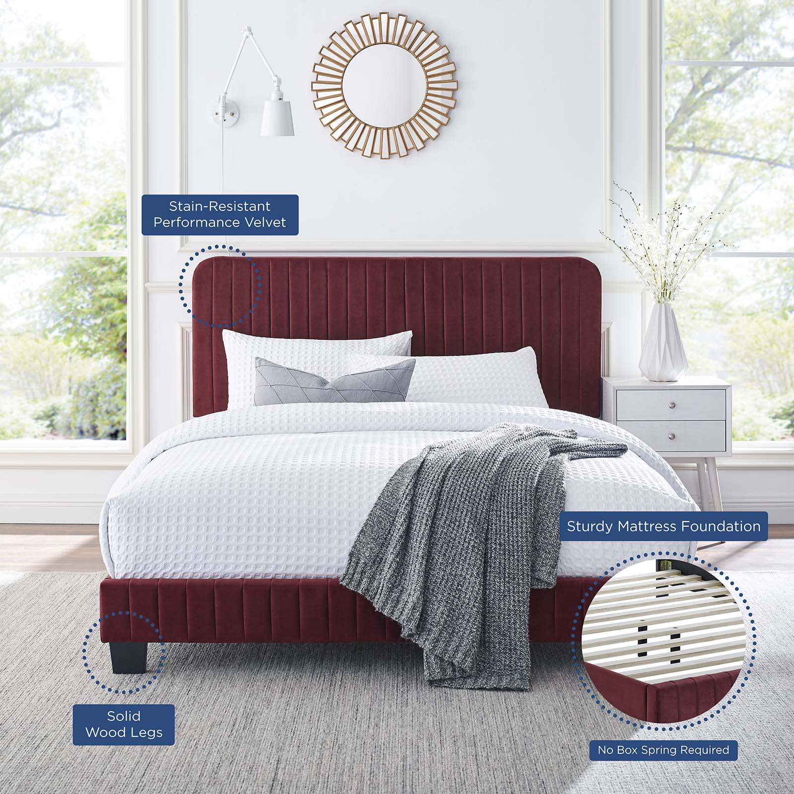 Celine Channel Tufted Performance Velvet Twin Platform Bed by Modway