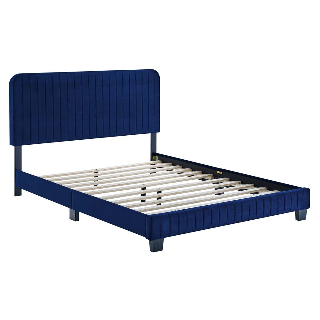 Celine Channel Tufted Performance Velvet Twin Platform Bed by Modway