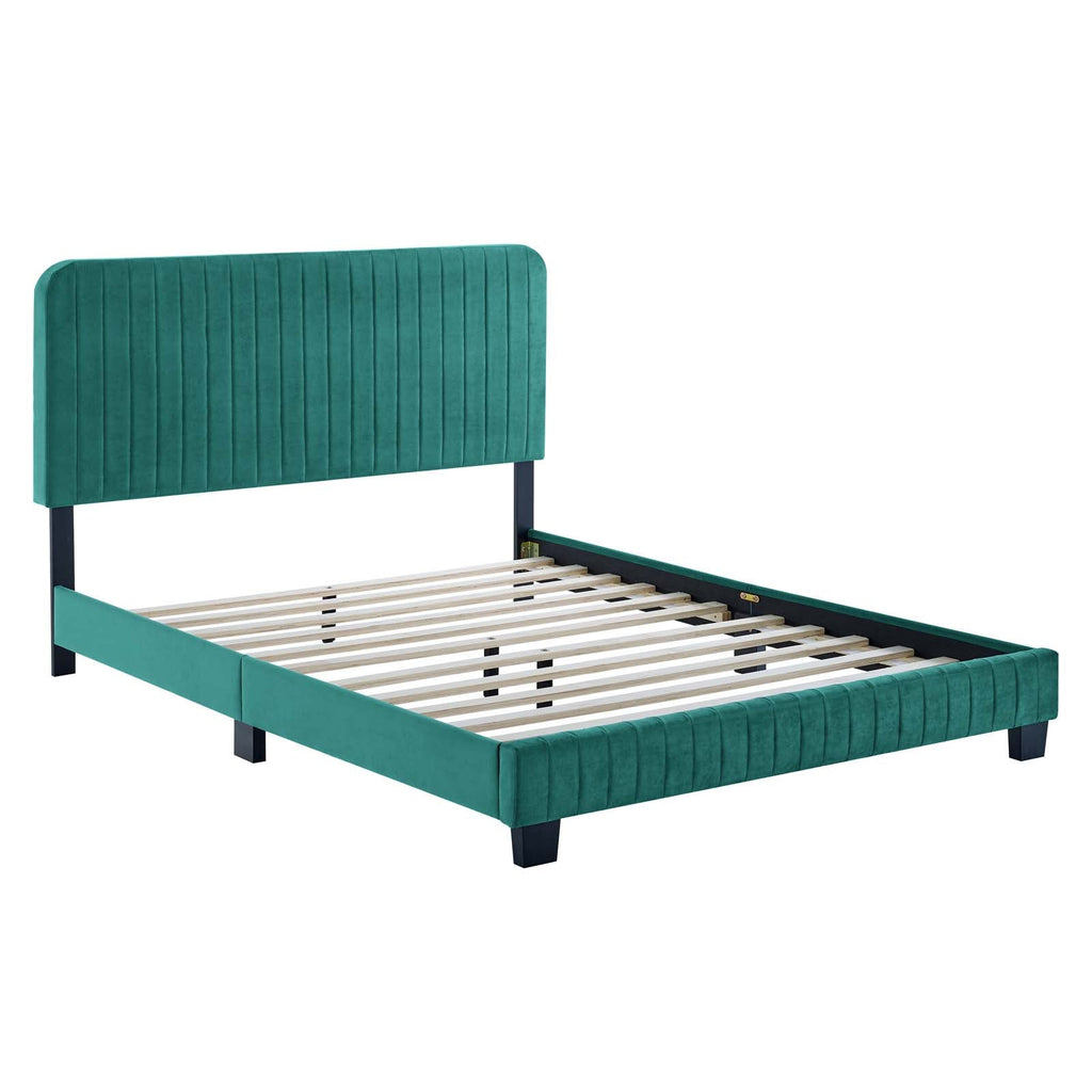 Celine Channel Tufted Performance Velvet Twin Platform Bed by Modway