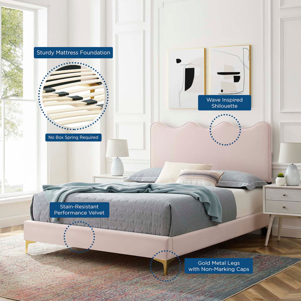 Current Performance Velvet Twin Platform Bed by Modway