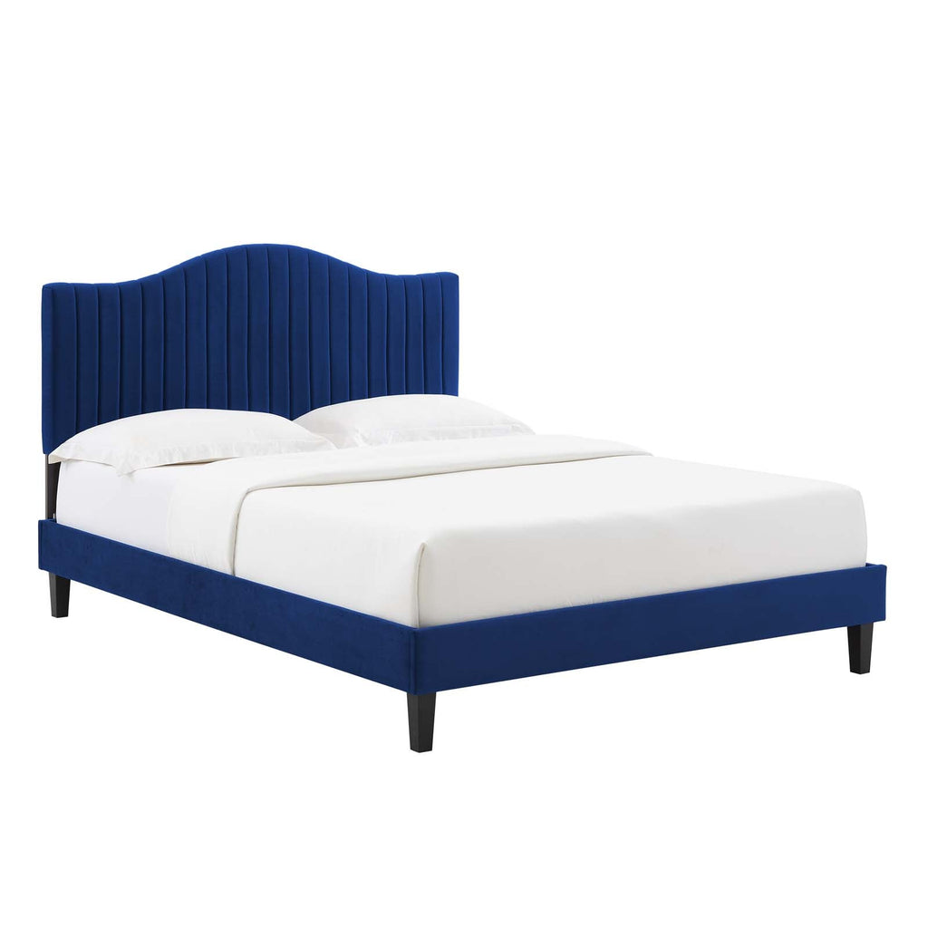 Juniper Channel Tufted Performance Velvet Queen Platform Bed by Modway