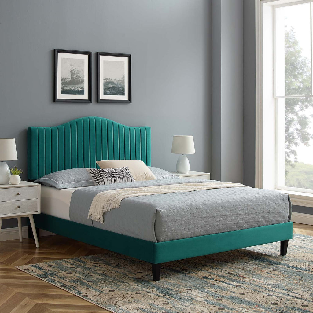 Juniper Channel Tufted Performance Velvet Twin Platform Bed by Modway