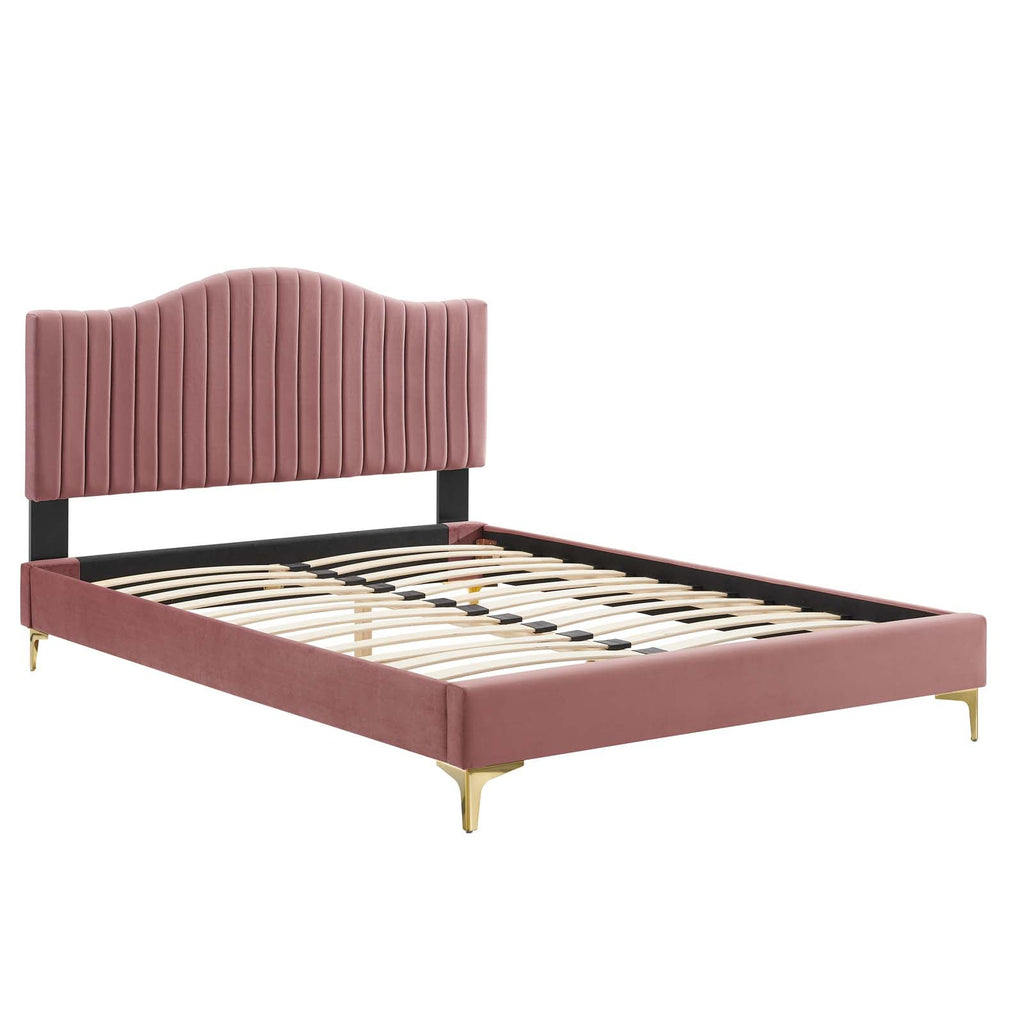 Juniper Channel Tufted Performance Velvet King Platform Bed by Modway