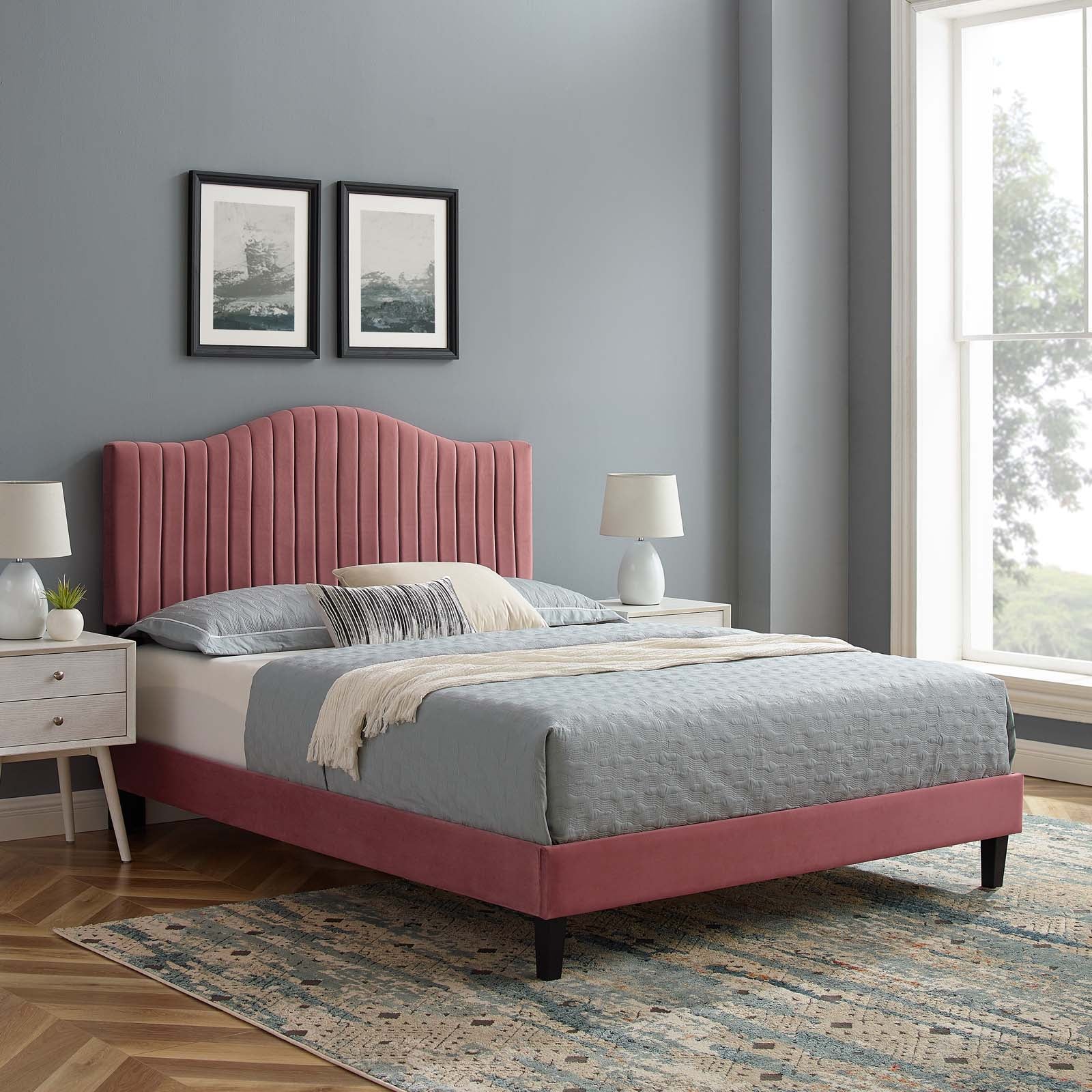 Juniper Channel Tufted Performance Velvet King Platform Bed by Modway