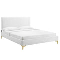 Peyton Performance Velvet Twin Platform Bed in Whi