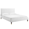 Peyton Performance Velvet Twin Platform Bed in Whi