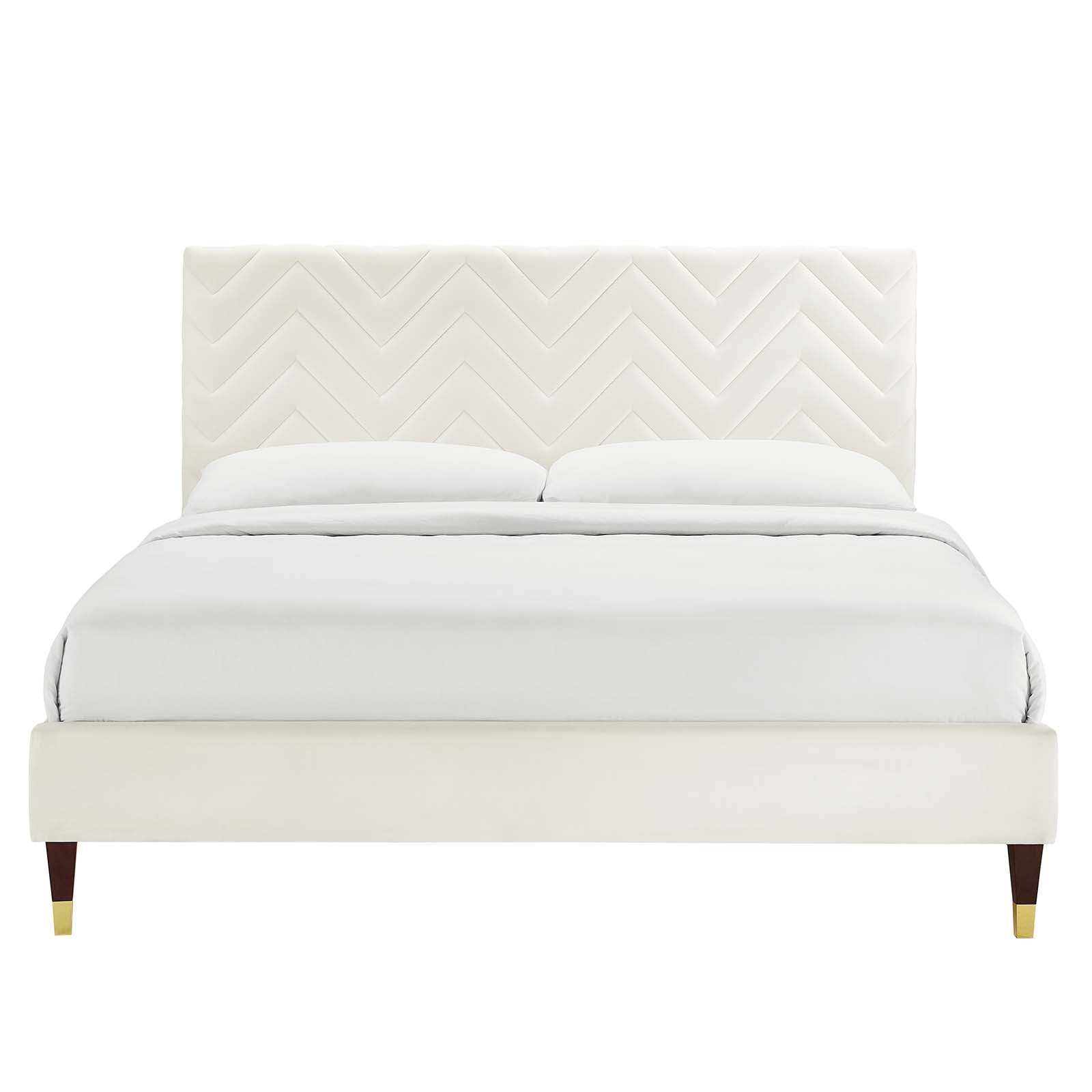 Leah Chevron Tufted Performance Velvet Queen Platform Bed by Modway