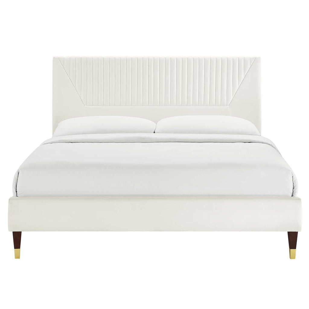 Yasmine Channel Tufted Queen Platform Bed