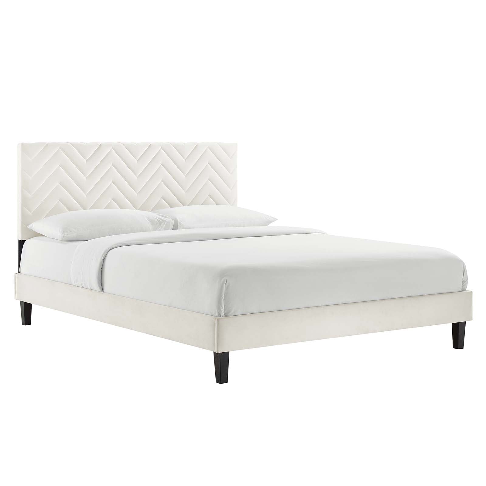 Leah Chevron Tufted Performance Velvet Queen Platform Bed by Modway