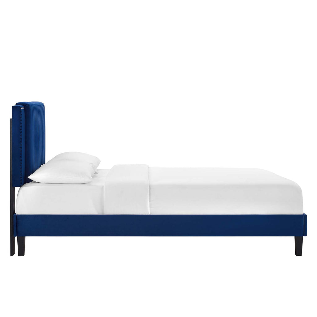 Zahra Channel Tufted Performance Velvet Queen Platform Bed by Modway