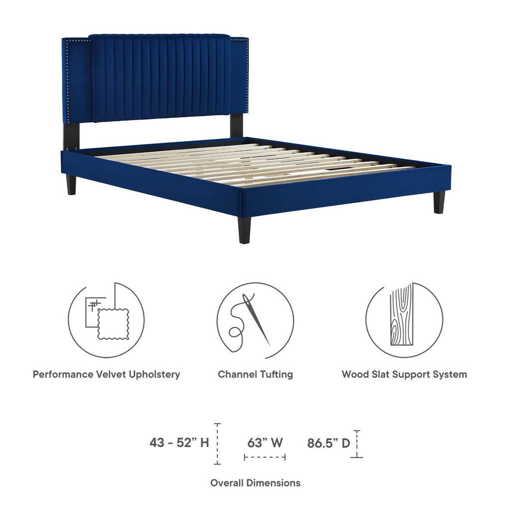 Zahra Channel Tufted Performance Velvet Queen Platform Bed by Modway