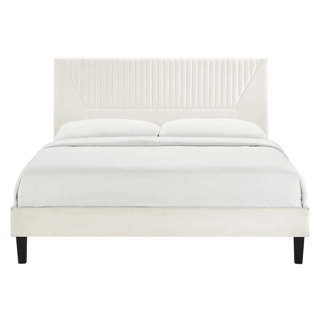 Yasmine Channel Tufted Performance Velvet Queen Platform Bed by Modway