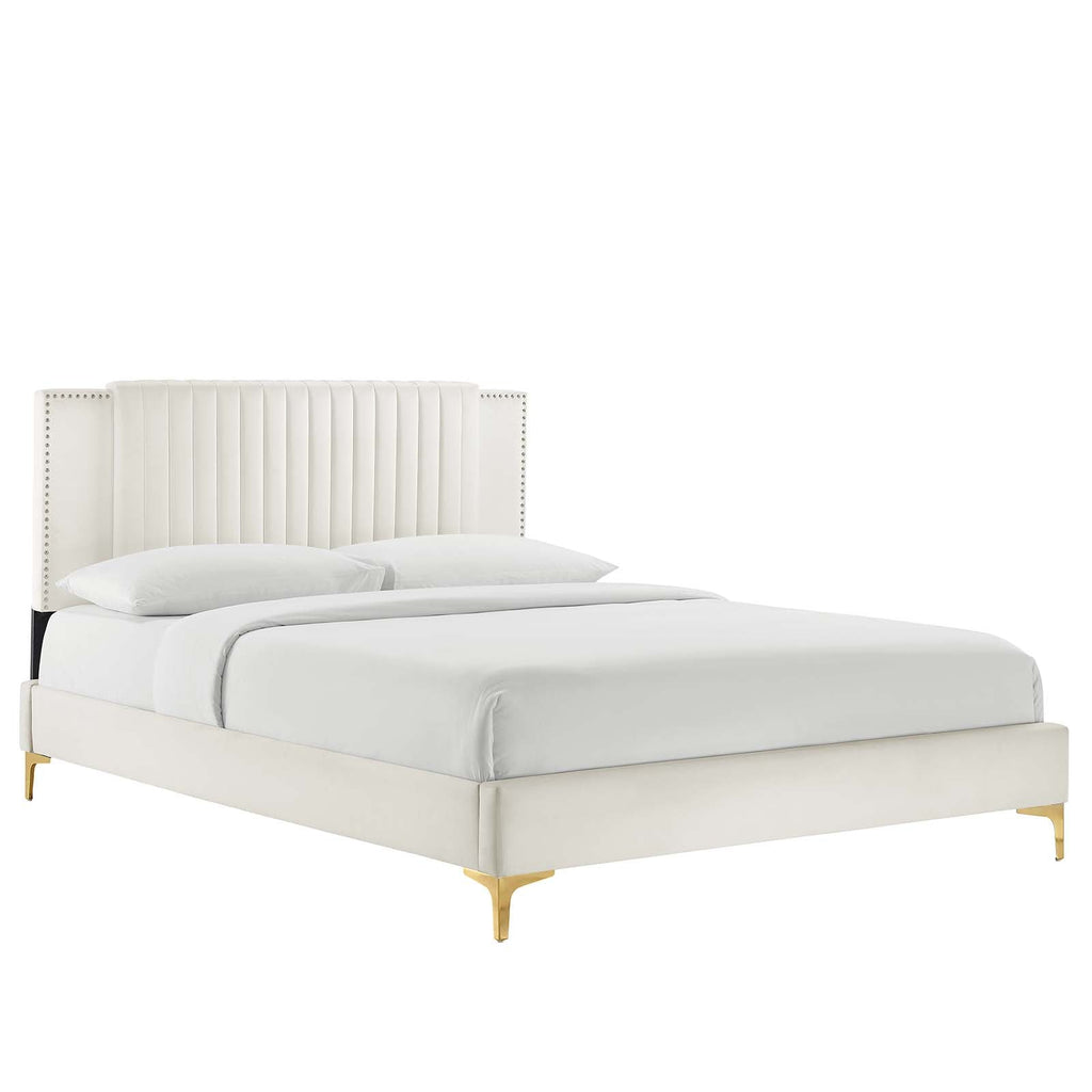 Zahra Channel Tufted Performance Velvet Queen Platform Bed by Modway