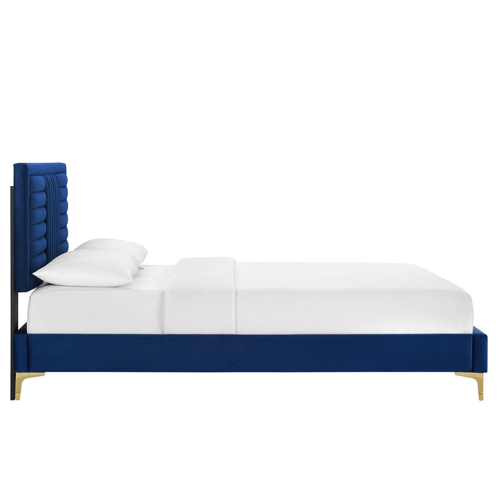 Sofia Channel Tufted Performance Velvet Queen Platform Bed by Modway