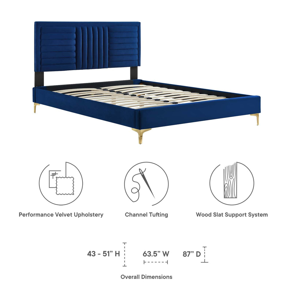 Sofia Channel Tufted Performance Velvet Queen Platform Bed by Modway