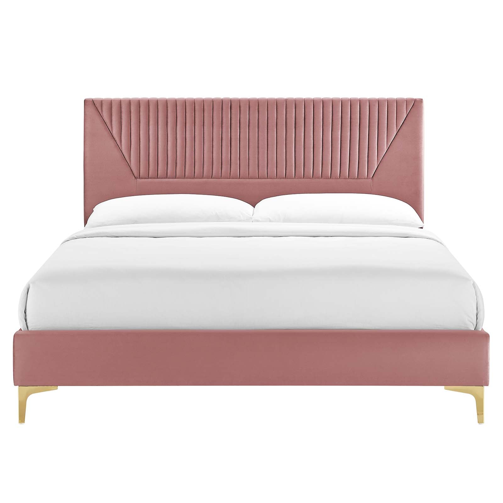 Yasmine Channel Tufted Performance Velvet Queen Platform Bed by Modway