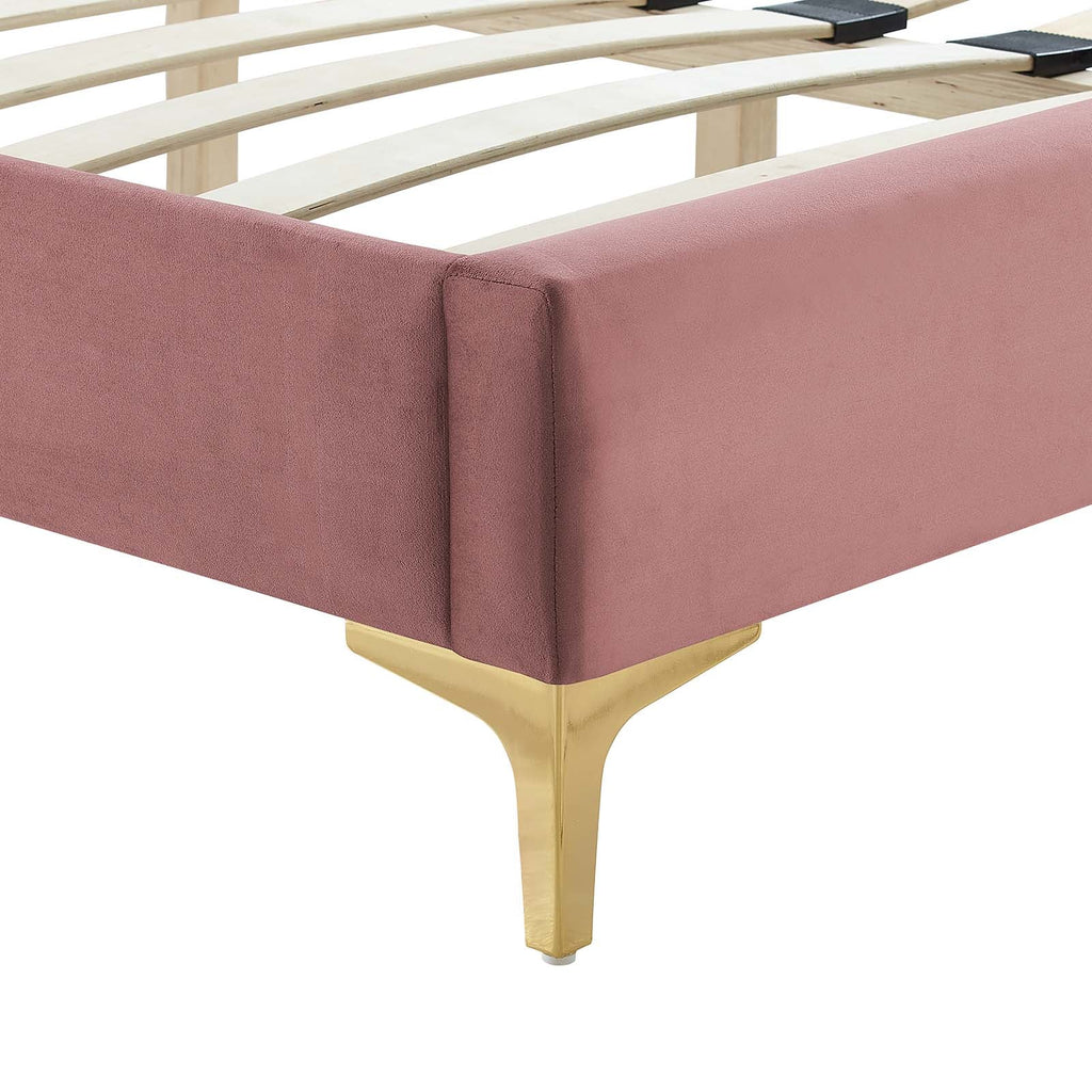 Yasmine Channel Tufted Performance Velvet Queen Platform Bed by Modway