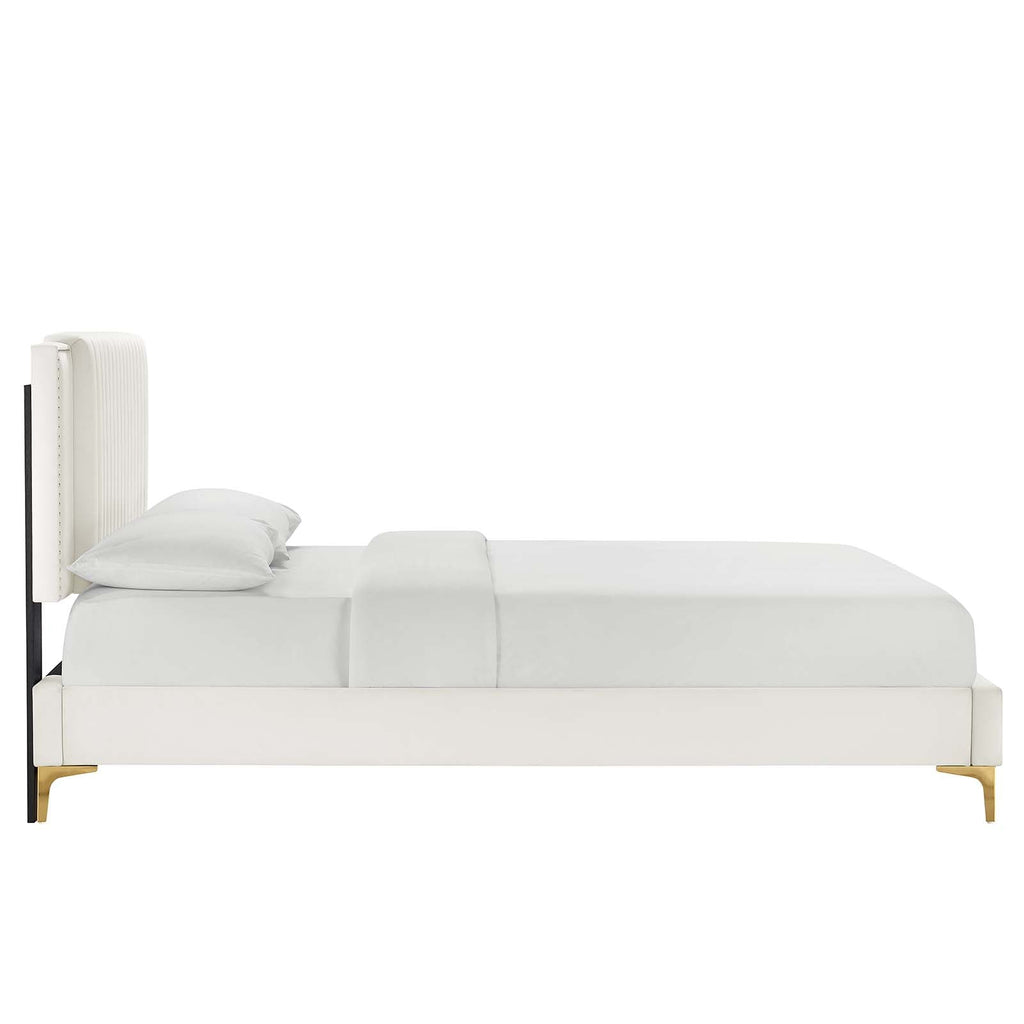 Zahra Channel Tufted Performance Velvet Twin Platform Bed by Modway