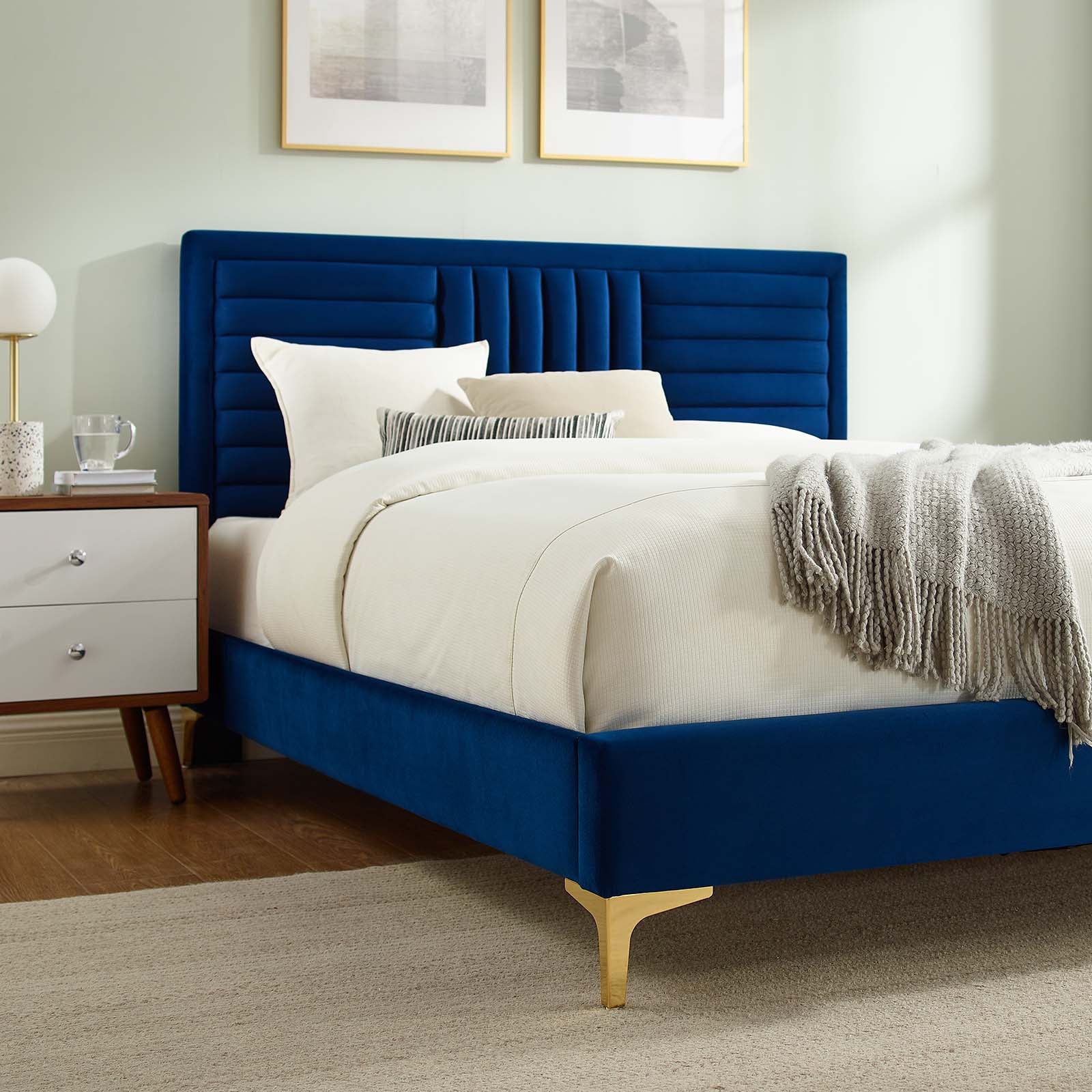 Sofia Channel Tufted Performance Velvet Twin Platform Bed by Modway