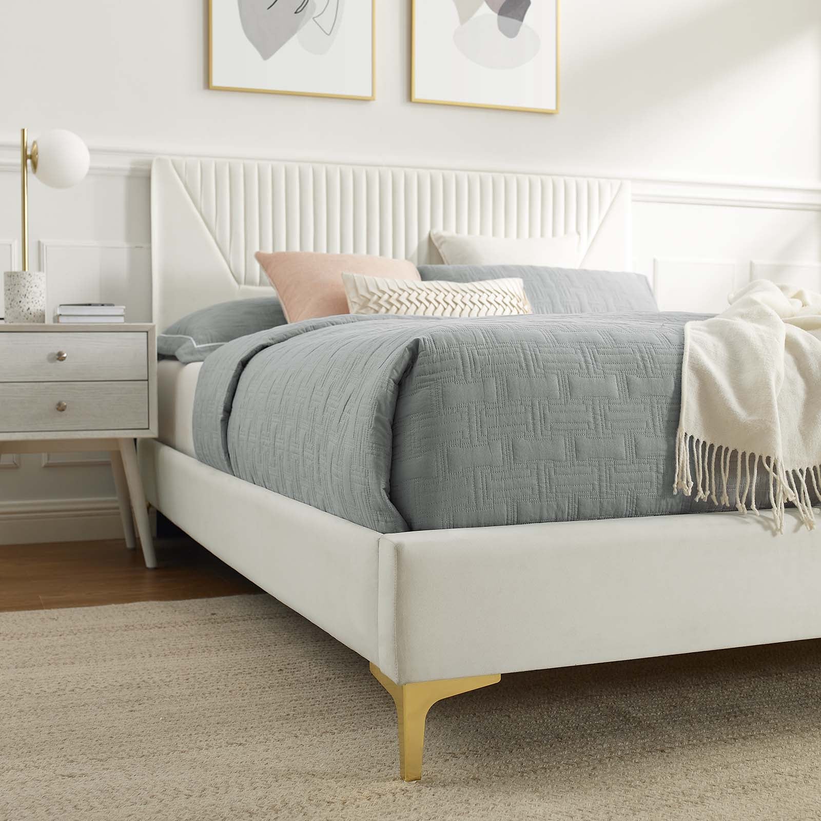 Yasmine Channel Tufted Performance Velvet Twin Pla