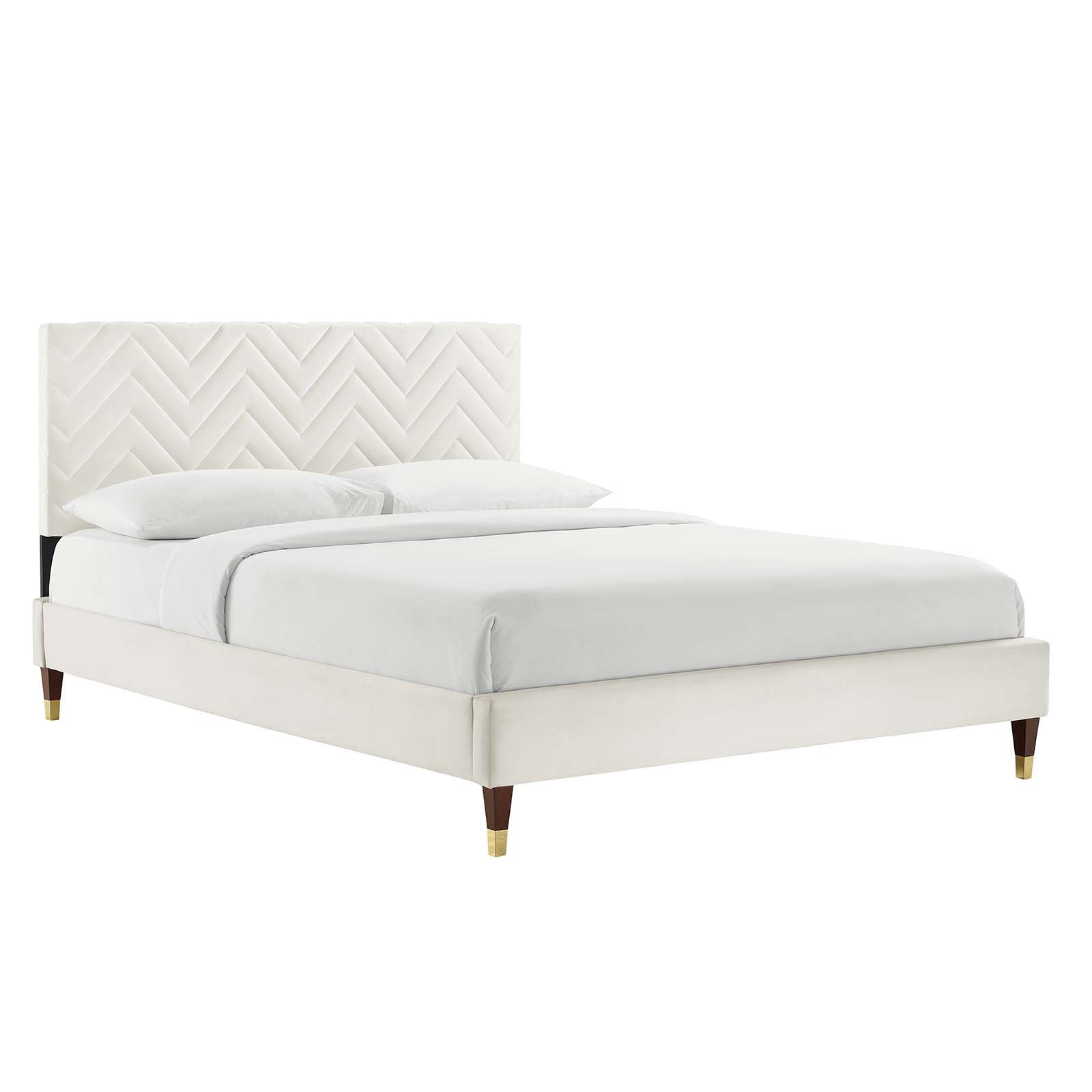 Leah Chevron Tufted Performance Velvet Twin Platform Bed by Modway