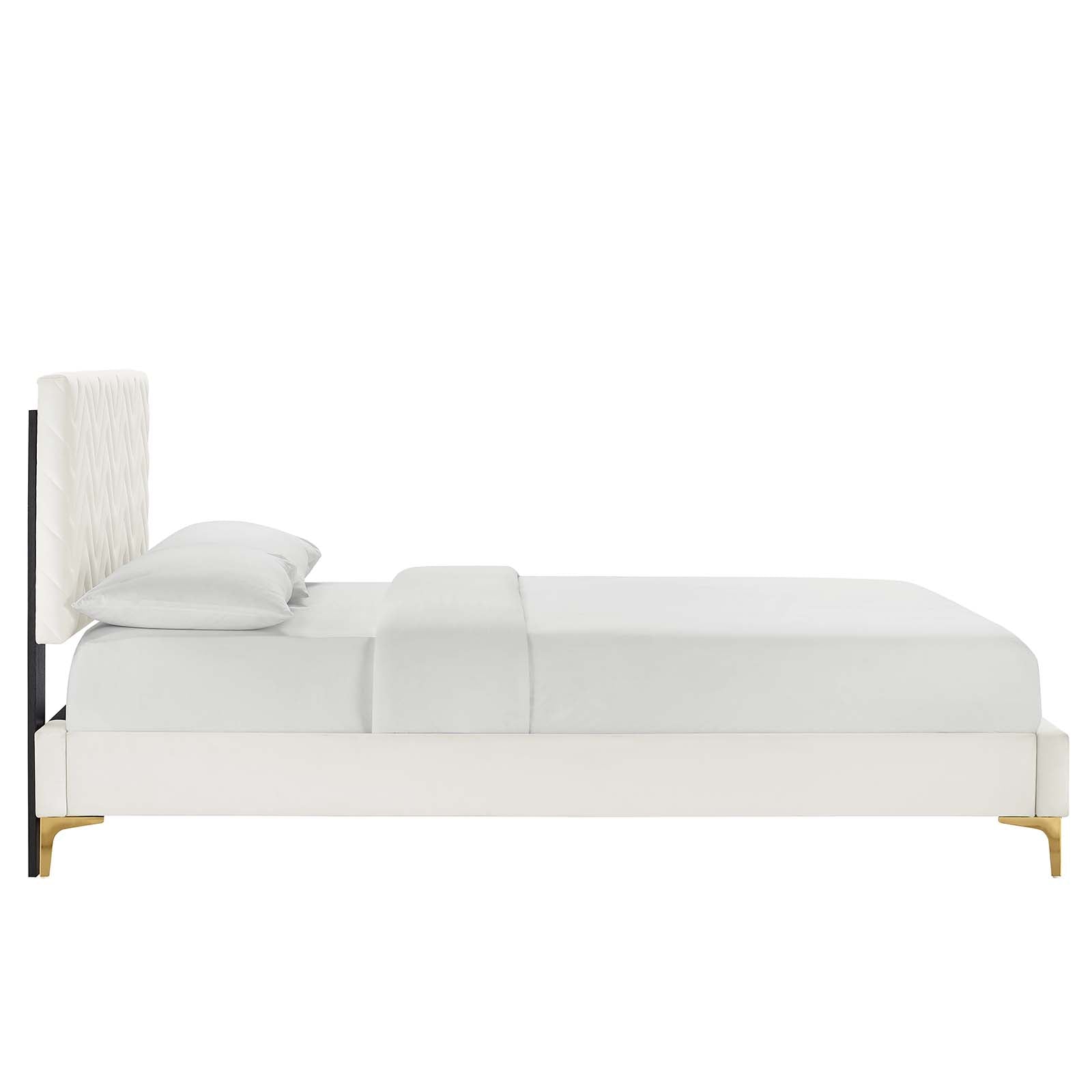 Leah Chevron Tufted Performance Velvet Full Platform Bed by Modway