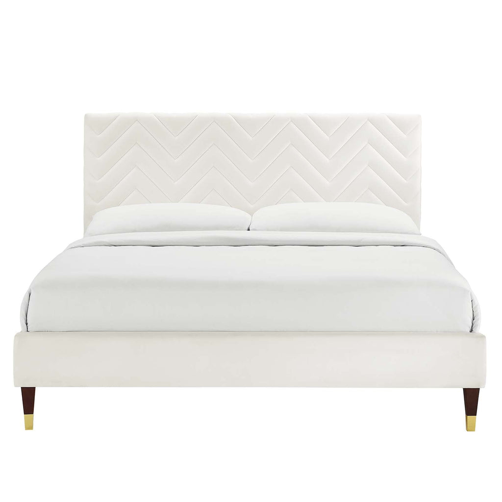 Leah Chevron Tufted Performance Velvet Full Platform Bed by Modway
