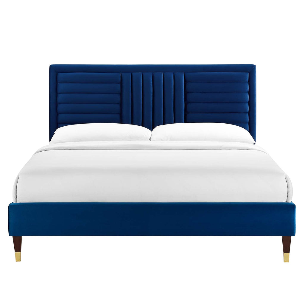 Sofia Channel Tufted Performance Velvet Full Platform Bed by Modway