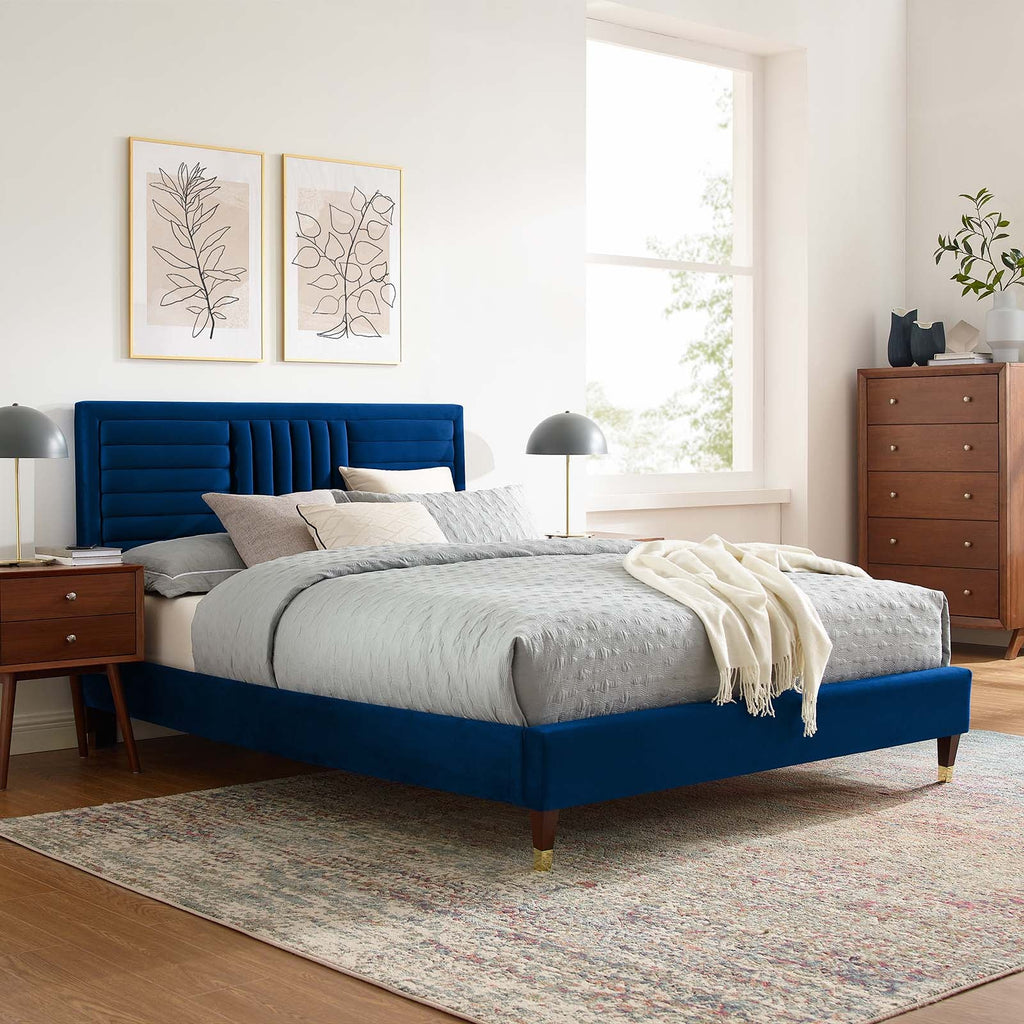 Sofia Channel Tufted Performance Velvet Full Platform Bed by Modway
